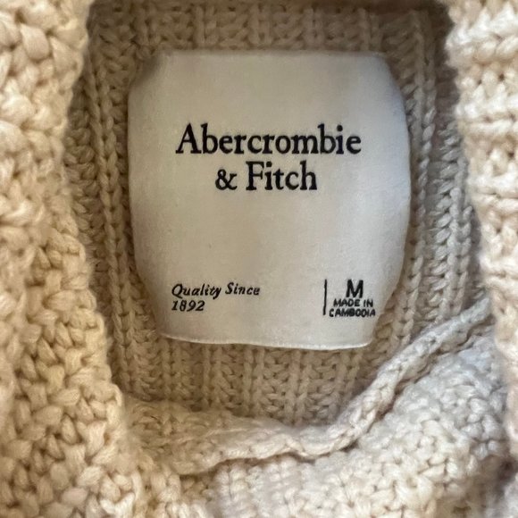 NWOT Cream Abercrombie & Fitch Knit Oversized Turtleneck Sweater - Picture 3 of 3